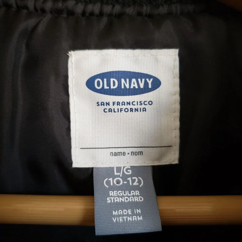 Old Navy Soft Brushed Wool Blend Colorblock Bomber Jacket Grey/Black Kid's 10-12